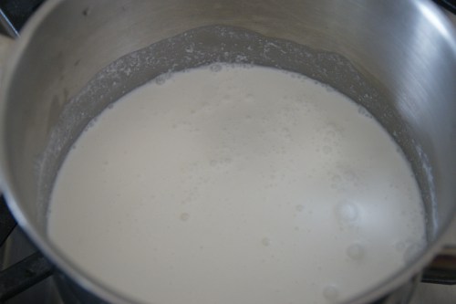 Scalded milk does NOT mean boiled-- the bubbles are just breaking the surface!