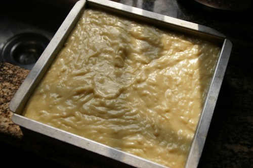 This is when I realized I should have used a 9x9 pan