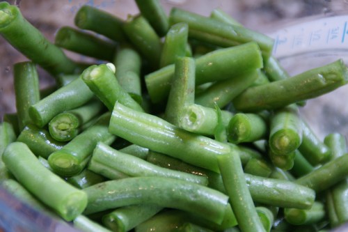 Ideally, cut the beans all the same length; I just got lazy after the first few handfuls...