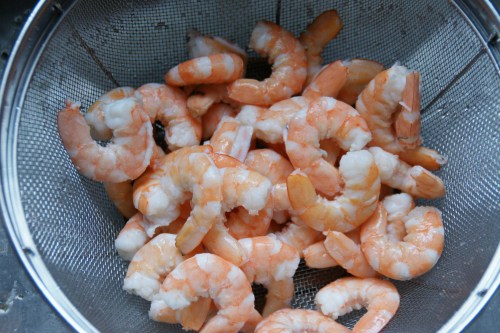 Prepared shrimp; I always have to taste test one!