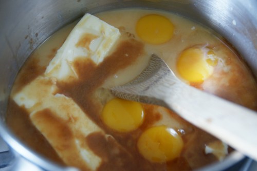 I tossed everything into the pan and whisked as the butter melted
