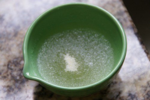 It takes about 10 minutes for the gelatin to soften; you may want to stir the gelatin into the water if all of it doesn't dissolve in the water