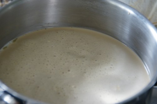 Very little teeny bubbles-- then off heat!