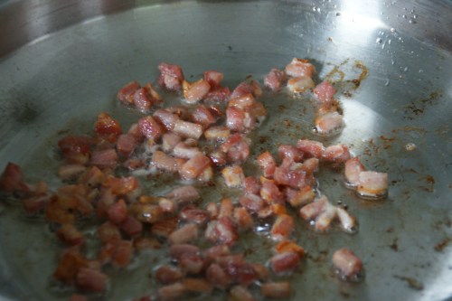 Crunchy, salty bits of porkiness that I have to keep away from the guys!