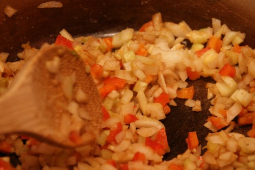 The coated veg look a little clumpy, but that's just fine.