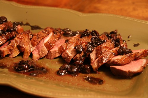 I went light on the sauce coating since Ken really prefers the duck simply roasted.  He's not a big fruit-and-meat kid!