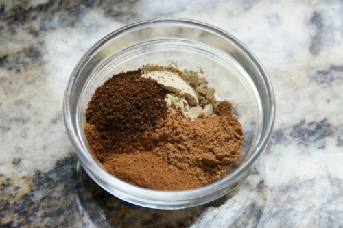 Warm, homey, autumn spices:  ginger, cinnamon, nutmeg and cloves!