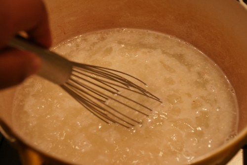 4 cups of water results in fairly loose, creamy grits, use less if you like them thicker!