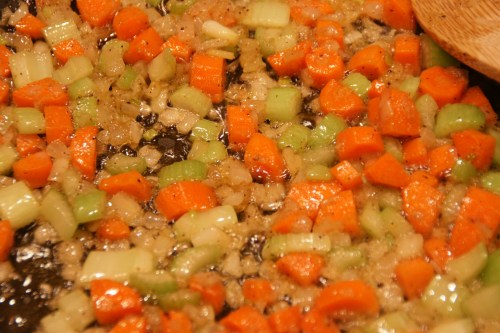 See how different (translucent) the onions and celery look after a few minutes?