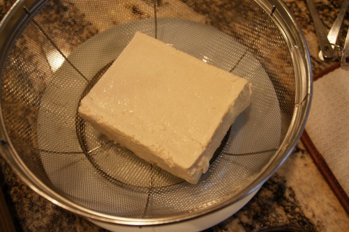 Let the tofu drain while you prep the veg